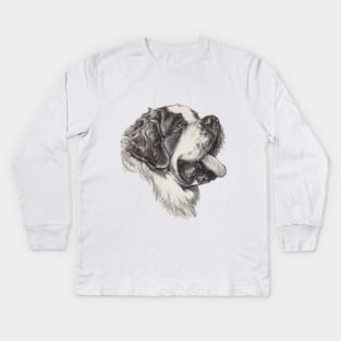 Saint Bernard Dog Portrait Kids Long Sleeve T-Shirt